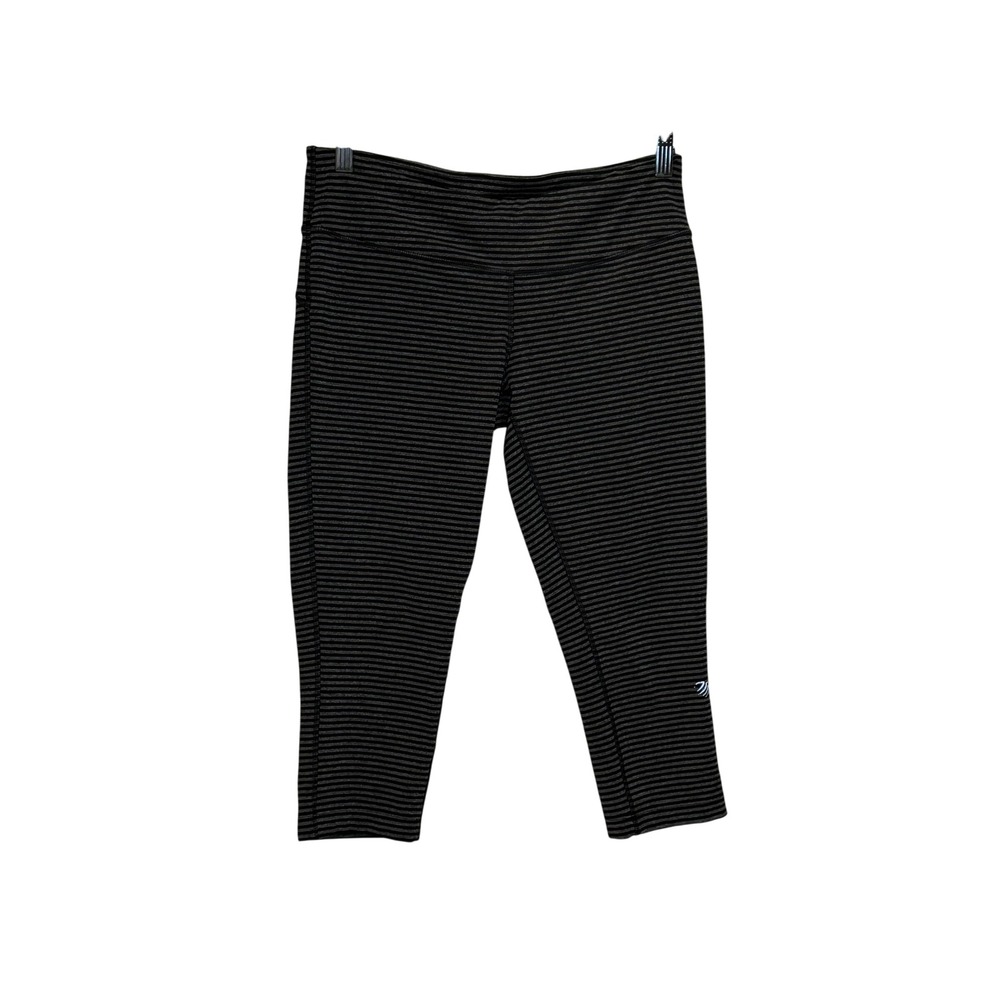MPG Sport Mondetta Womens Striped Cropped Leggings Grey Black Size L RN88201